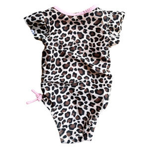 Cat & Jack Baby Girl Swimsuit Leopard Print Pink trim Sz 18 months
